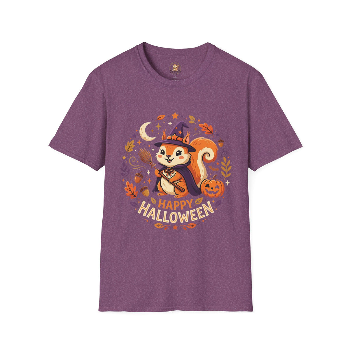 Happy Halloween Squirrel T-Shirt — Cute Witch Squirrel Pumpkin Fall Tee
