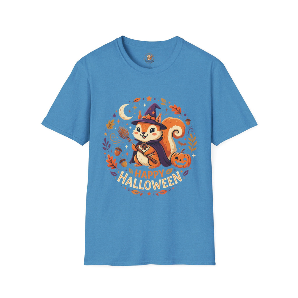 Happy Halloween Squirrel T-Shirt — Cute Witch Squirrel Pumpkin Fall Tee