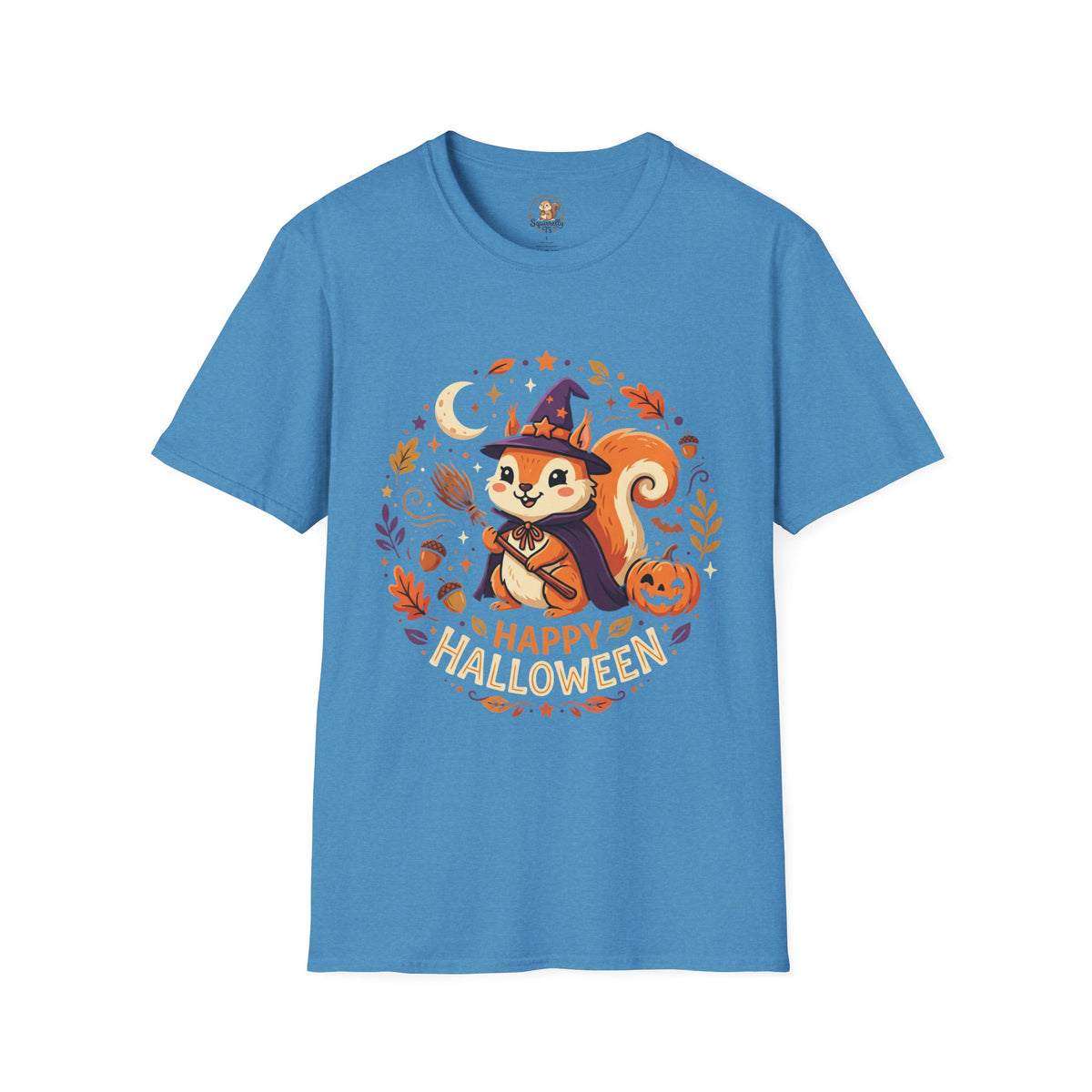 Happy Halloween Squirrel T-Shirt — Cute Witch Squirrel Pumpkin Fall Tee