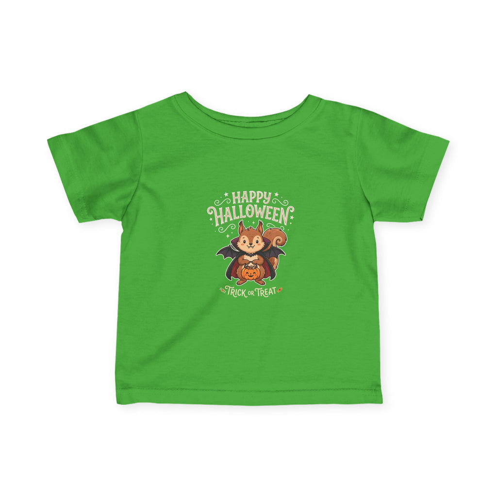 Infant Halloween Tee - Cute Squirrel in Bat Costume "Happy Halloween" Trick or Treat Baby Shirt