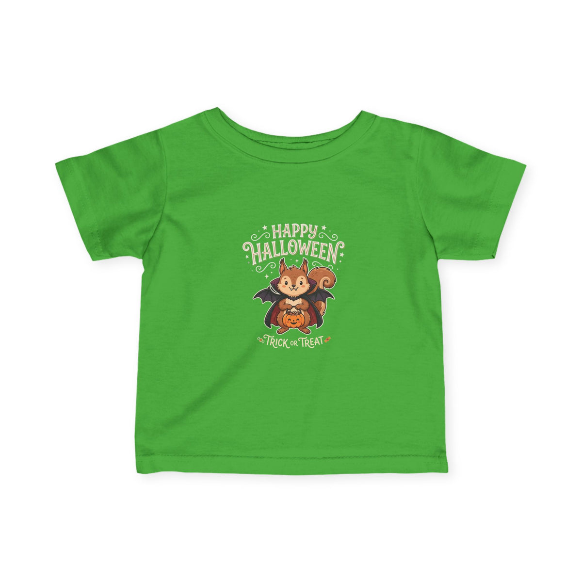 Infant Halloween Tee - Cute Squirrel in Bat Costume "Happy Halloween" Trick or Treat Baby Shirt
