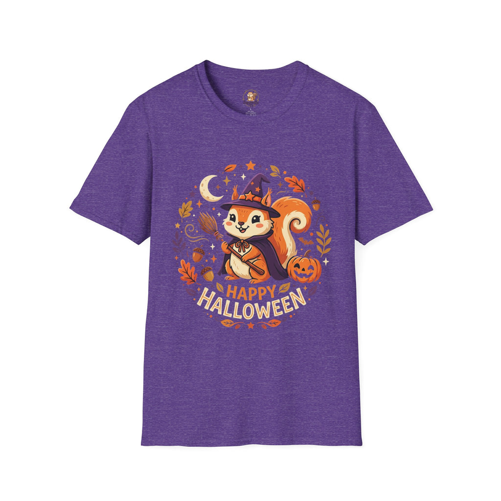 Happy Halloween Squirrel T-Shirt — Cute Witch Squirrel Pumpkin Fall Tee