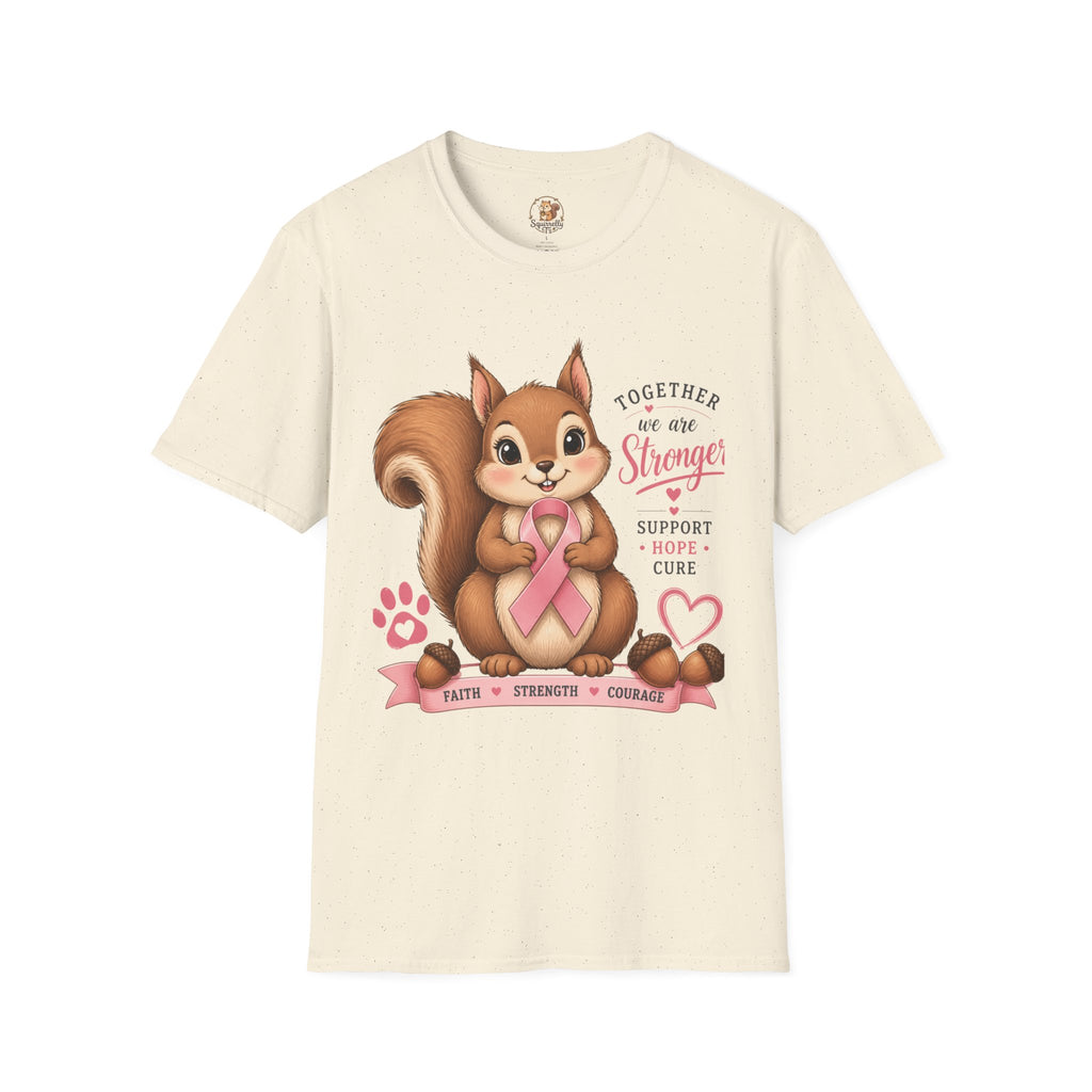 Breast Cancer Support Squirrel T-Shirt — "Together We Are Stronger" Pink Ribbon