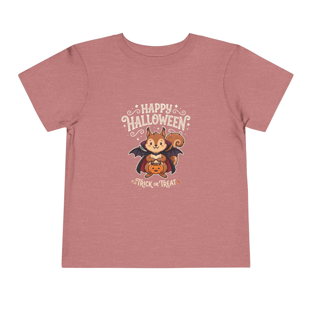 Toddler Halloween Tee – Cute Bat Squirrel ‘Happy Halloween Trick or Treat’