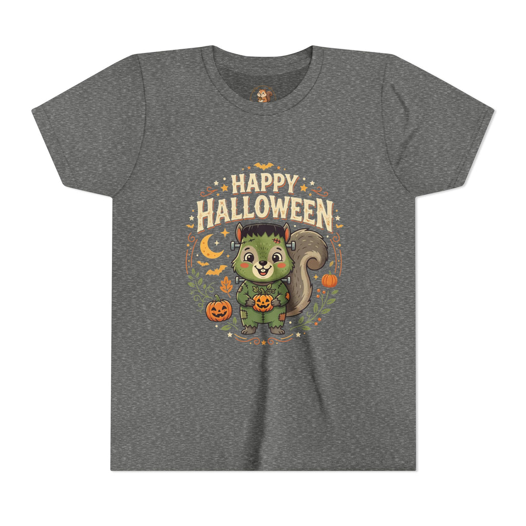 Happy Halloween Squirrel Youth Tee — Cute Frankenstein Squirrel Costume Kids T-Shirt