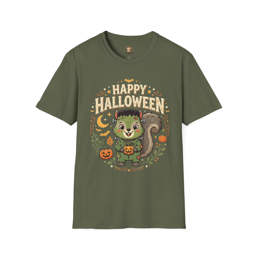 Happy Halloween Squirrel T-Shirt — Cute Frankenstein Squirrel Tee