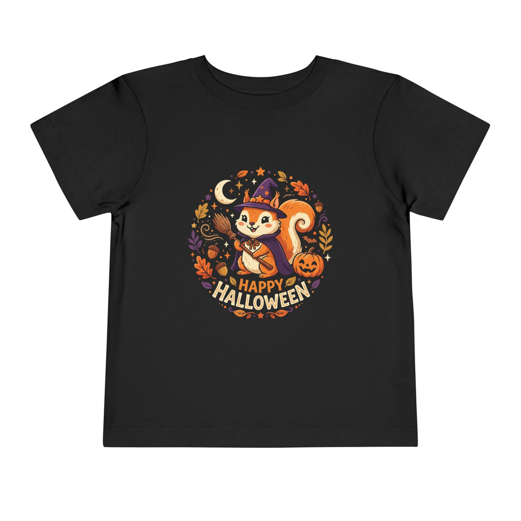 Toddler Halloween Tee — Cute Squirrel Witch "Happy Halloween" Kids Shirt