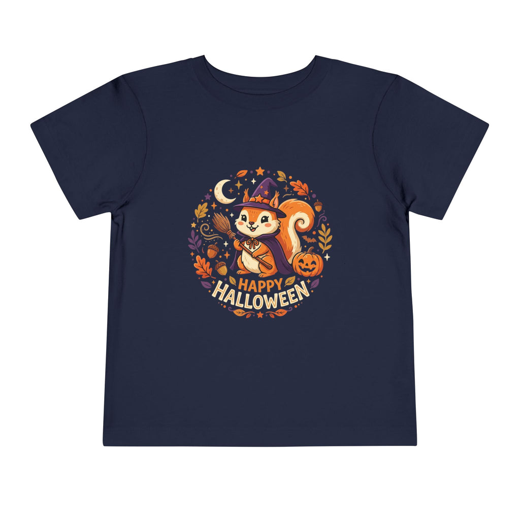 Toddler Halloween Tee — Cute Squirrel Witch "Happy Halloween" Kids Shirt