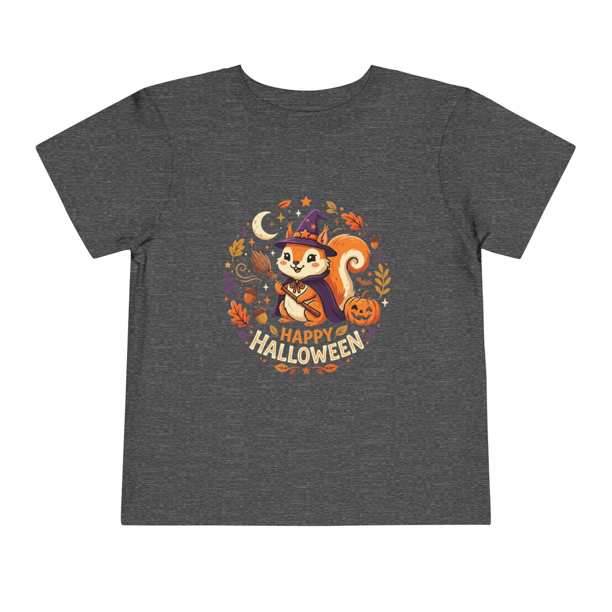 Toddler Halloween Tee — Cute Squirrel Witch "Happy Halloween" Kids Shirt