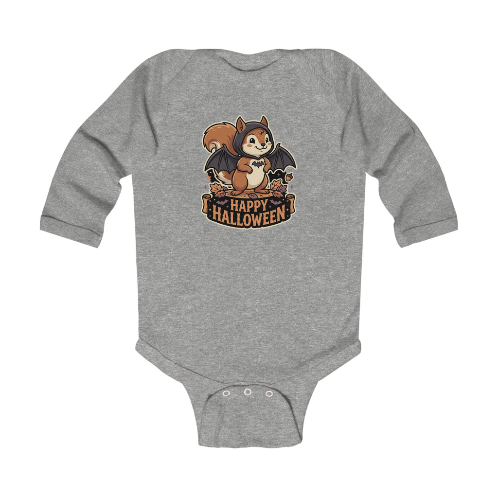 Infant Bodysuit — Cute Squirrel Bat “Happy Halloween” Halloween Baby Onesie