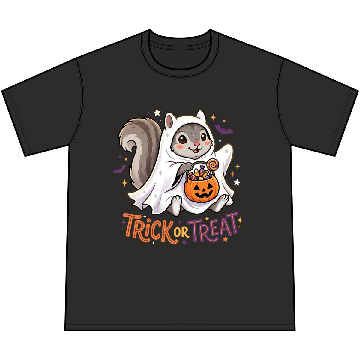 Halloween “Trick or Treat” Ghost Squirrel T-Shirt — "Trick or Treat" Cute Costume Tee