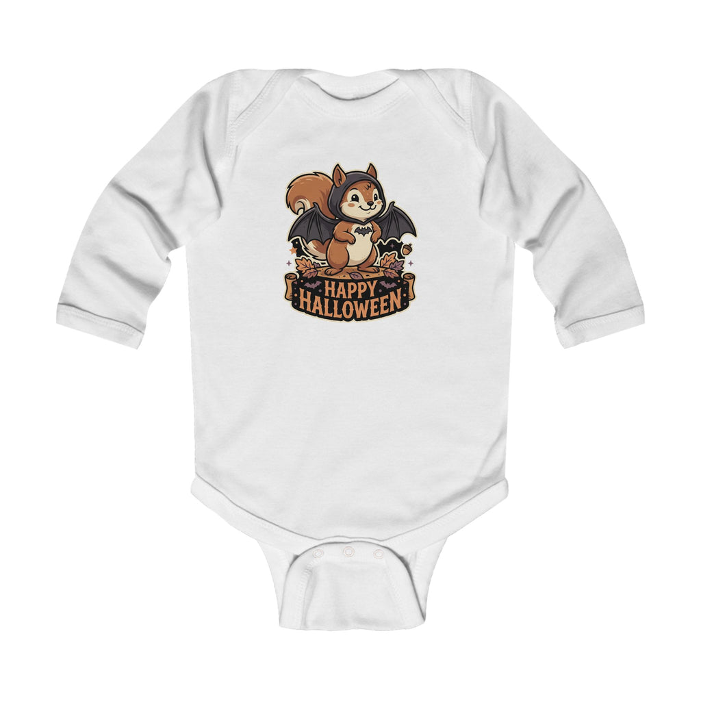 Infant Bodysuit — Cute Squirrel Bat “Happy Halloween” Halloween Baby Onesie