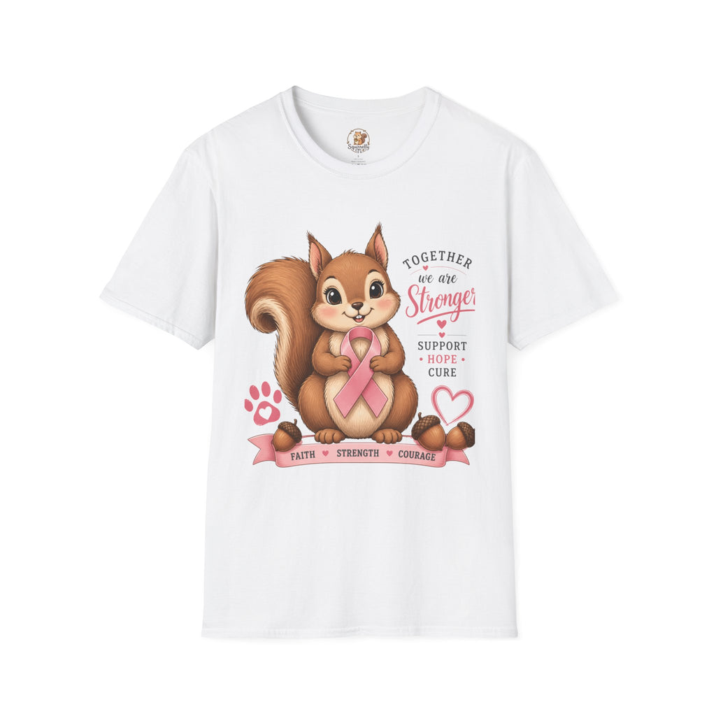 Breast Cancer Support Squirrel T-Shirt — "Together We Are Stronger" Pink Ribbon