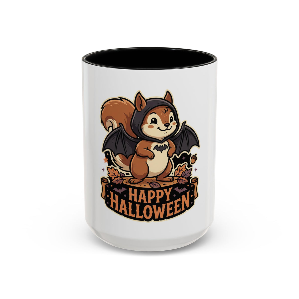 "Happy Halloween" Bat Squirrel Coffee Mug — Cute Spooky Accent Mug (11/15oz)