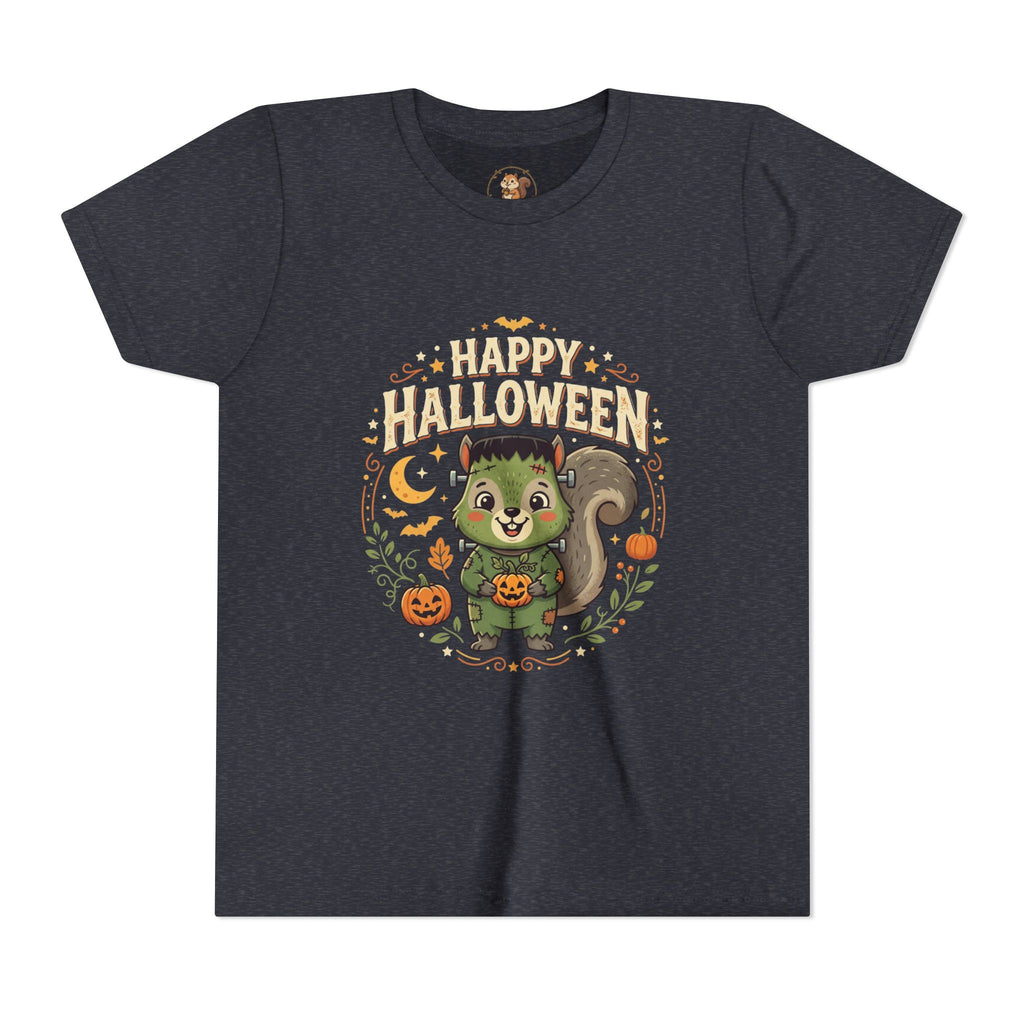 Happy Halloween Squirrel Youth Tee — Cute Frankenstein Squirrel Costume Kids T-Shirt