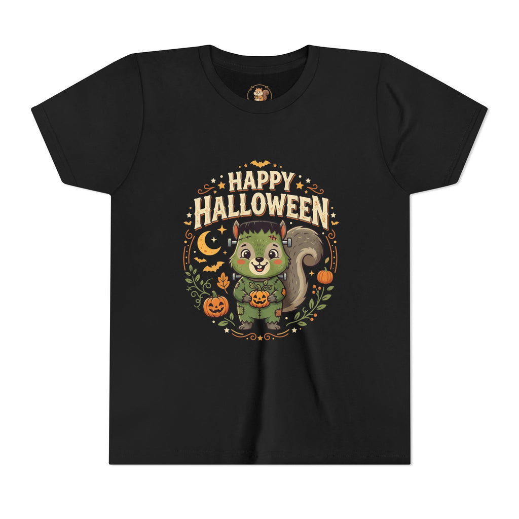 Happy Halloween Squirrel Youth Tee — Cute Frankenstein Squirrel Costume Kids T-Shirt