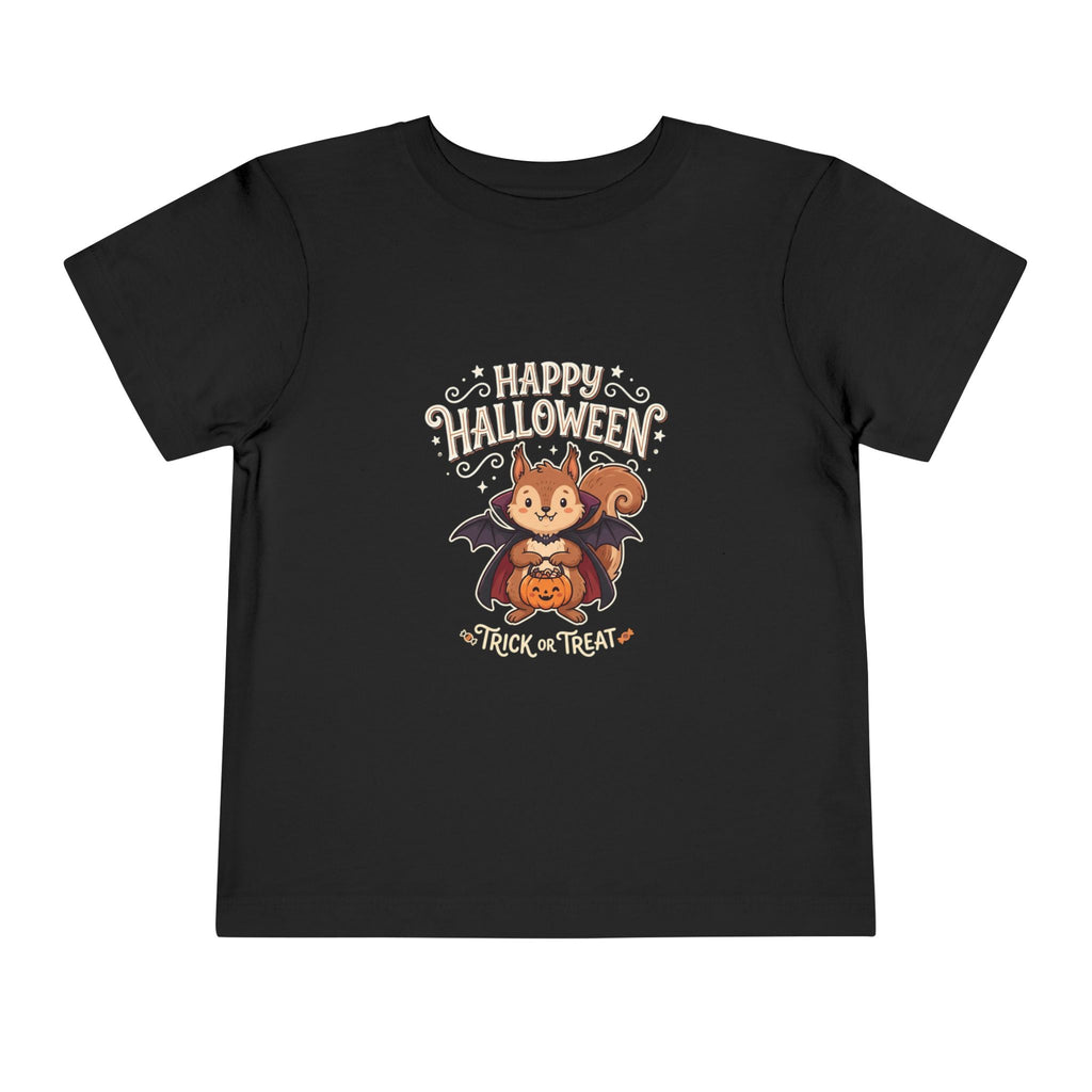 Toddler Halloween Tee – Cute Bat Squirrel ‘Happy Halloween Trick or Treat’