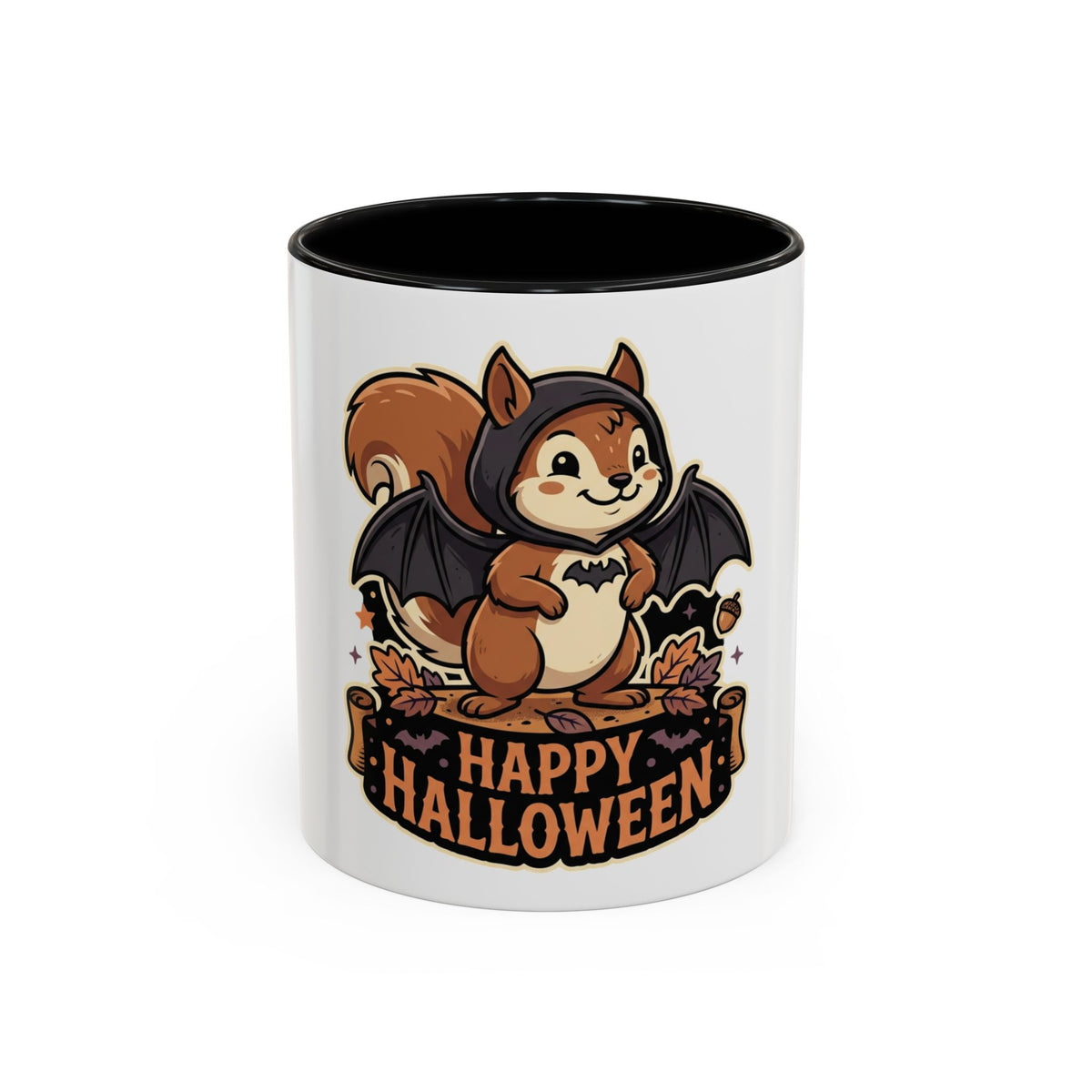 "Happy Halloween" Bat Squirrel Coffee Mug — Cute Spooky Accent Mug (11/15oz)