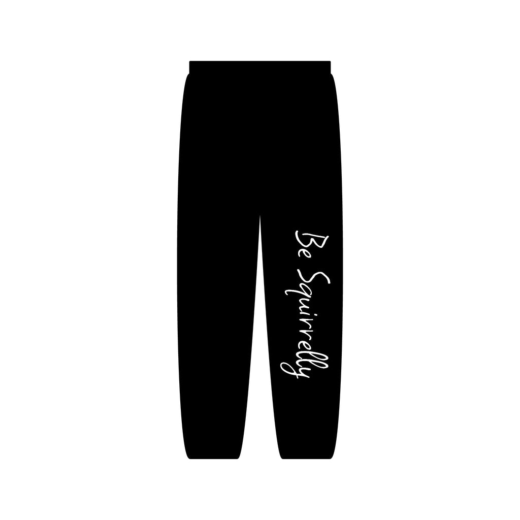 "Be Squirrelly" Minimal Black Sweatpants — Classic Casual Joggers
