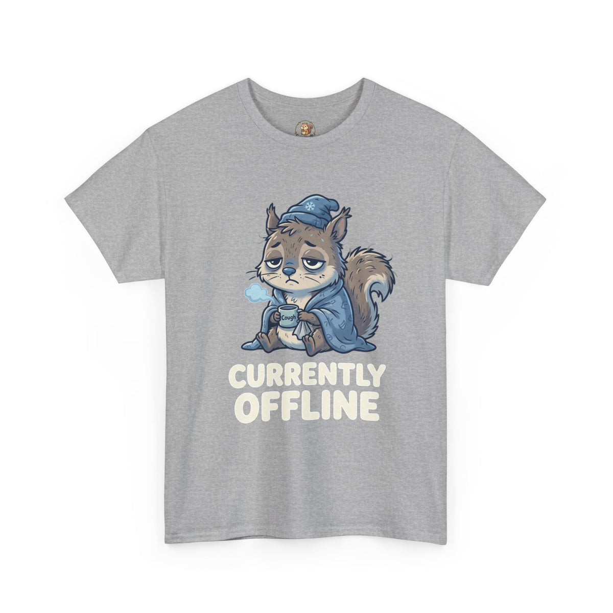 Currently Offline Tee — Sleepy Under the Weather Squirrel Graphic T-Shirt